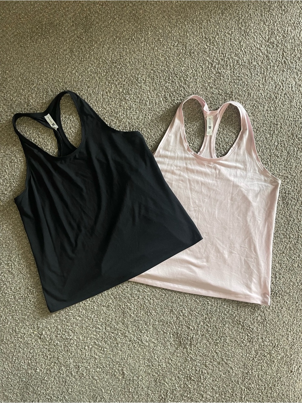 all in motion Racerback Tank Tops - Black & Light Pink Duo